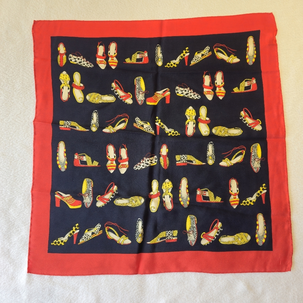 Nordstrom Vintage  Red and Black Italian Silk Scarf‎